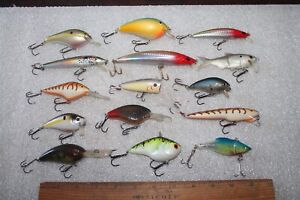 Lot of 15 Mixed Crankbaits, Jerkbaits & Topwaters, New & Excellent Used Cond'n