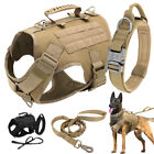 Military Tactical Dog Collar & Harness with Leash Set Front Clip Molle Vest