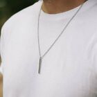 Punk Stainless Steel Long Chain Rectangular Pendant Necklace Choker Men Hot Gift