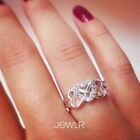 Women Silver Plated White zircon Heart Ring Jewelry Sz6-10 Simulated glass