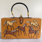 Vintage Enid Collins of Texas Box Bag Wood Purse HORSE PLAY 1962 Original