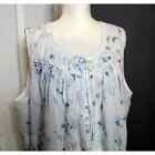 EILEEN WEST WHITE BLUE FLORAL PRINT SLEEVELESS COTTON NIGHTGOWN - SIZE M