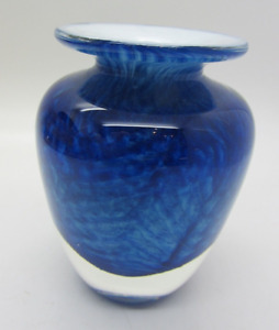 Vintage Signed Michael Nourot Pilchuck Glass Sommerso Cased Cobalt Blue Vase