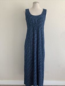 Fresh Produce Blue Sleeveless Maxi Dress Open Back Empire Waist Knit Size Small