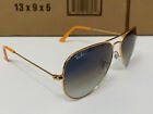 Pre-Owned Ray Ban RB3025 001/3F Sunglasses Aviator Gold/ Light Blue Gradient