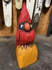 Chainsaw Carved RED CARDINAL Pine Wood HAPPY LiL' CARDINAL Sculpture 13