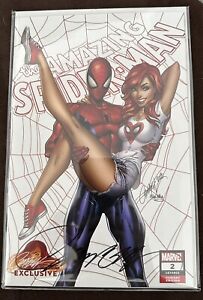 AMAZING SPIDERMAN 2 J SCOTT CAMPBELL A VARIANT NM vol 5 2018 SIGNED WITH COA