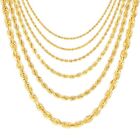 18K Yellow Gold Solid 2mm-7mm Rope Diamond Cut Chain Pendant Necklace 16