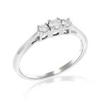 1/4 ct 3 Stone Diamond Engagement Ring for Women in 14K White Gold Round Prong