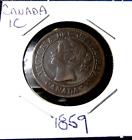 1859 CANADA ONE 1 CENT VICTORIA LARGE PENNY Canadian Coin