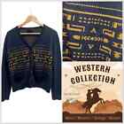 Pendleton merino wool Aztec design navy blue cardigan sweater XL