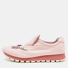 Prada Pink Neoprene Crystal Embellished Slip On Sneakers Size 39