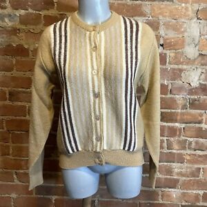 Vintage ROCKABILLY Wool Striped Grandpa Cardigan Sweater Jockey M