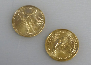 Lot of 2 Gold 2024 Gold 1/10 oz Gold American Eagle $5 US Mint Eagle BU Coins