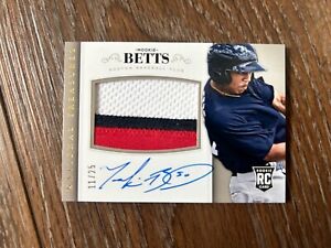 Mookie Betts 2014 Panini National Treasures Gold Rookie Auto Patch RPA #'d 11/25