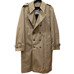 London Fog Mens Coat Size 40R Trench Coat Rain Coat tan beige khaki New Vintage