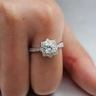 Silver Plated Pave Cubic Zirconia Flower Promise Engagement Simulation Ring RS81