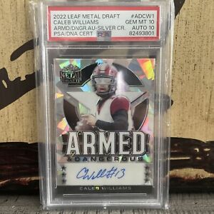 New Listing2022 Metal Caleb Williams Armed & Dangerous Silver Crystal Auto /25 psa 10 / 10
