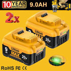 2 Pack For DeWalt 20V 20 Volt Max XR 9.0AH Lithium Ion Battery DCB206-2 DCB205-2