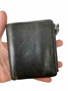Vintage Coach Pebble Leather Zipper Wallet - Black