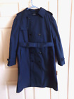 VINTAGE US MILITARY AIRFORCE MEN'S BLUE DOUBLE BREASTED Y BELTED TRENCH COAT 40R