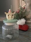 Johanna Parker Reindeer Christmas Glass Candy Jar  NEW