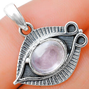 Evil Eye - Rose Quartz - Madagascar 925 Sterling Silver Pendant Jewelry P-1112