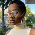 Fashion Oversized Round Sunglasses Women Metal Bar Rimless Clear Shades Glasses