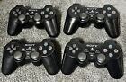 4 Sony PS2 BLACK Controller OEM DualShock PlayStation 2 * For Parts * Lot Of 4