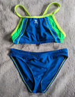 TYR Two Piece Bikini Swimsuit Womens 36 Blue Green Yellow