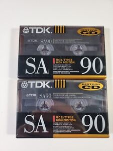 Lot of 2 Sealed TDK SA90 Blank Cassettes High Position TYPE II IEC II High Bias