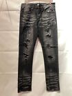 Men's Bleeker Bleeker Distressed Jeans with Rips - BLACK BLACK ACID WASH JM1299