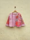 Pink Quilted Cotton Patchwork Jacket Handmade Cotton Jacket Women's Clothing US