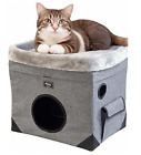 Soft Cat Bed for Indoor Cats, Foldable Catio Pet House, Detachable Cat Condo wit