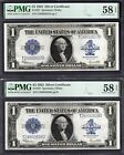 Lot of Five Consecutive 1923 $1 Silver Certificates PMG 58 EPQ Fr.237