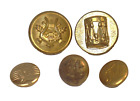 5 Antique Military Band Musician Brass Buttons Lyre Harp Drum G Clefs