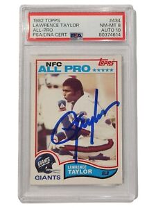 Lawrence Taylor Rookie Card PSA Encapsulated Dual Graded Auto 10 MT 8 NY Gaints