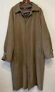 Vintage Hugo Boss Mens 90s Trench Coat Jacket Lined Insulated Zip Out Liner XXL