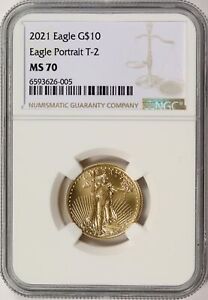 2021 Type 2 $10 Gold 1/4 oz American Eagle NGC MS70