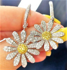 Sparkling DAISY Yellow FLOWER Rhinestone Betsey Johnson Dangle Earrings H7