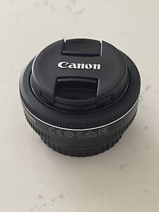 CANON 40mm F/2.8 STM Black Pancake EF Mount Lens with Caps Macro 0.3m 0.98ft