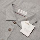 Brunello Cucinelli NWT Collared Polo Sweater Size 52 L US Solid Gray Cashmere