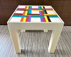 Mid Century Modern Parsons Kartell Style Square Table Optic Kaleidoscope WOW!