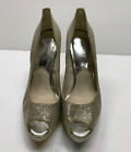 Michael Kors Women's Shoes Golden Silver Glitter Pump Platform Heels Size 8.5 M