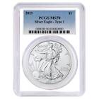 2021 $1 Type 1 American Silver Eagle PCGS MS70 Blue Label White Frame