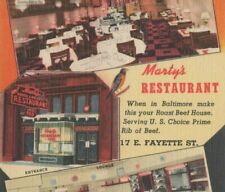 Marty's Restaurant Roast Beef House Baltimore MD 3 views interior linen F905
