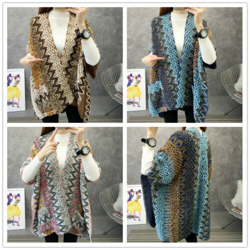 Women Lady Sweater Cardigan Top Coat Cape Shawl Knitted Ethnic Loose Casual
