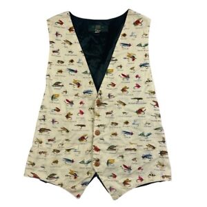 Orvis VTG Cream Fly Fishing Lure AOP Cotton Vest Size Mens Small