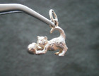 Kitten Playing with Ball Vtg Solid Sterling Silver Bracelet Charm Pendant  2.0g
