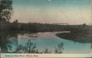 Milaca MN Rum River & Bridge c1910 Postcard